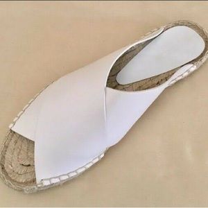 Women Vince Castel Alabaster Leather Espadrille Slide Optic White MSRP $225